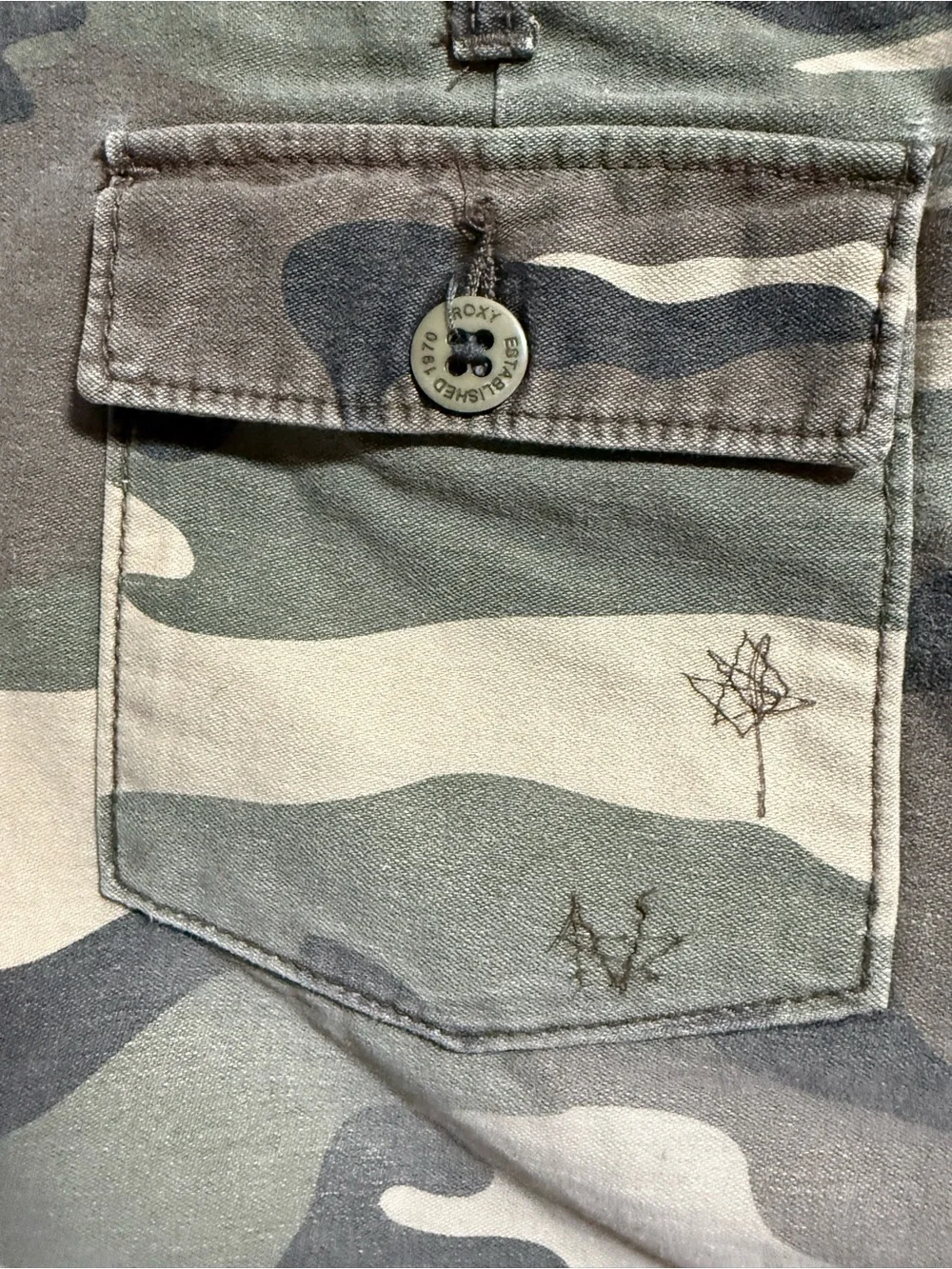 Roxy Embroidered Mini Skirt - Green Camo